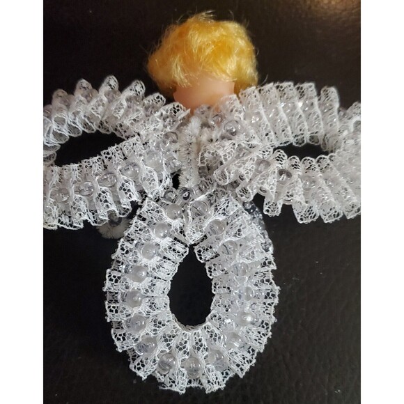 Vintage Handmade Beaded Pixie Angel Christmas Ornament 1960s 1970s 5" - Picture 7 of 7